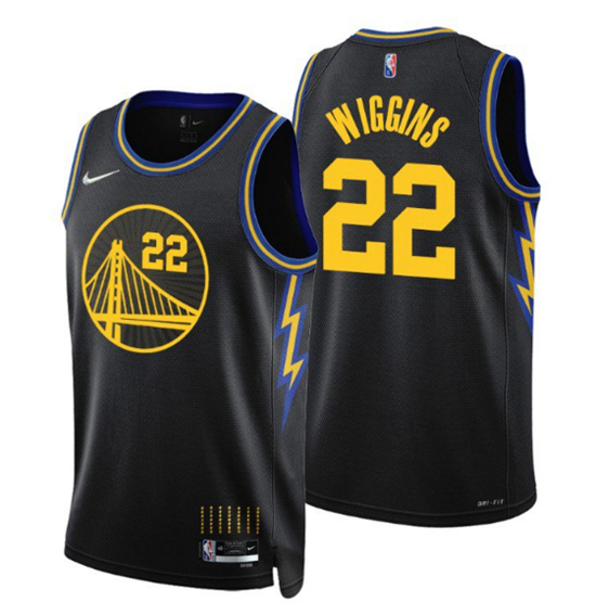 Men's Golden State Warriors #22 Andrew Wiggins 2021/22 City Edition Black 75th Anniversary Stitched Basketball Jersey Men's Golden State Warriors #22 Andrew Wiggins 2021/22 City Edition Black 75th Anniversary Stitched Basketball Jersey